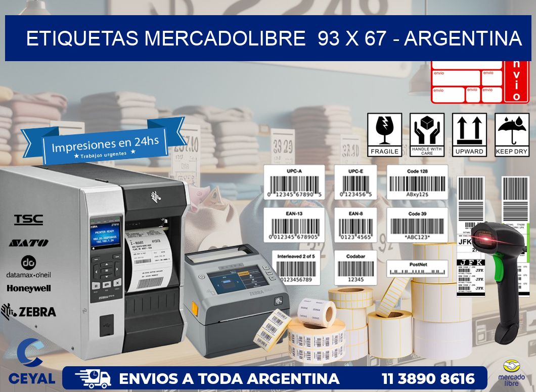 ETIQUETAS MERCADOLIBRE  93 x 67 - ARGENTINA