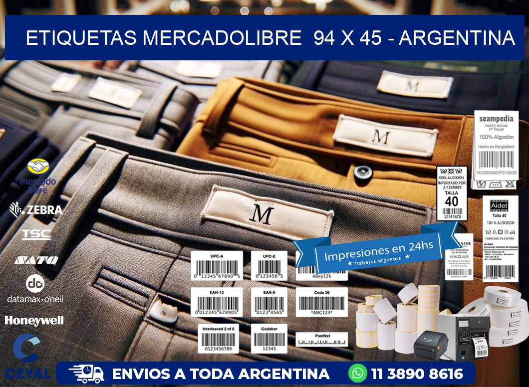 ETIQUETAS MERCADOLIBRE  94 x 45 - ARGENTINA