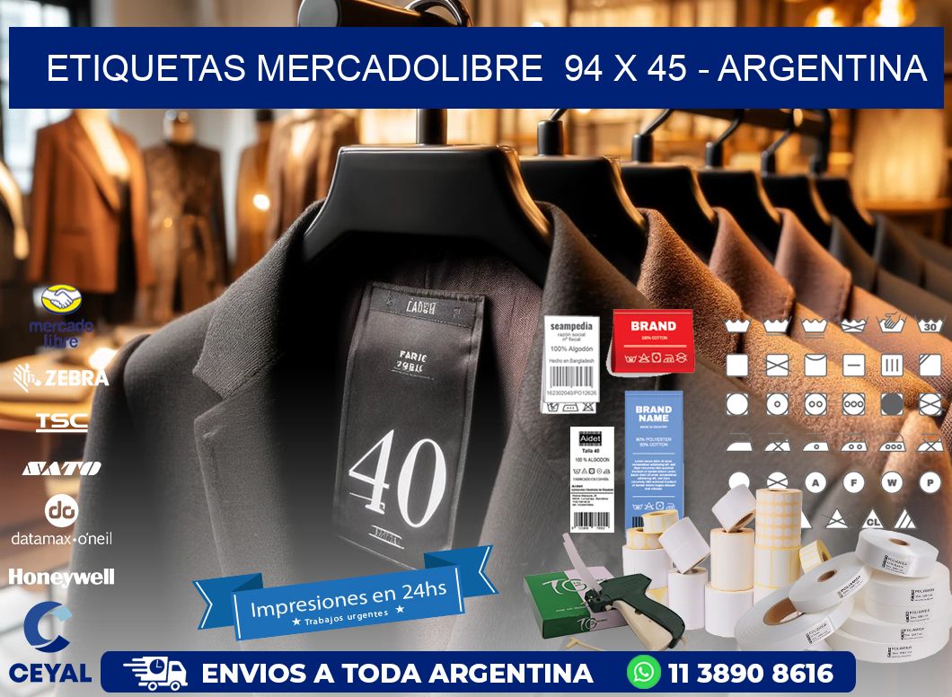 ETIQUETAS MERCADOLIBRE  94 x 45 - ARGENTINA