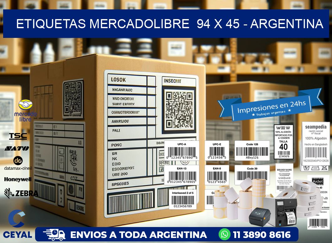 ETIQUETAS MERCADOLIBRE  94 x 45 – ARGENTINA