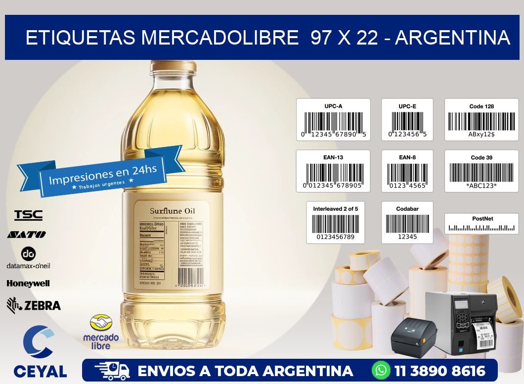 ETIQUETAS MERCADOLIBRE  97 x 22 - ARGENTINA