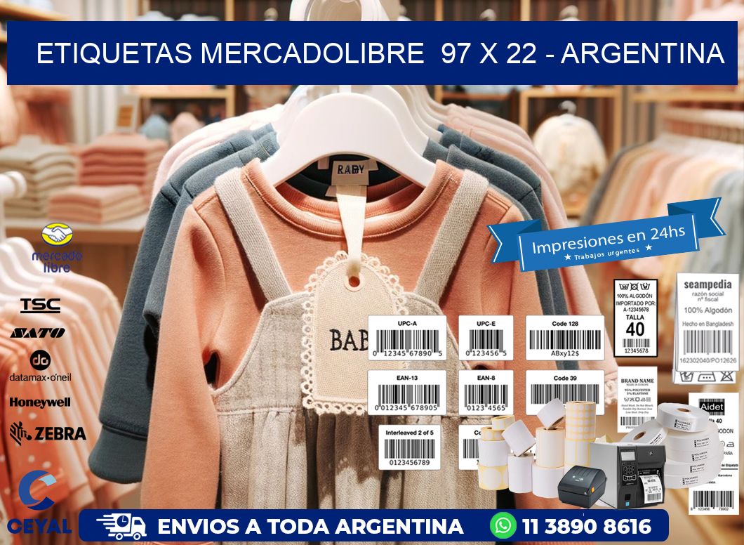 ETIQUETAS MERCADOLIBRE  97 x 22 - ARGENTINA