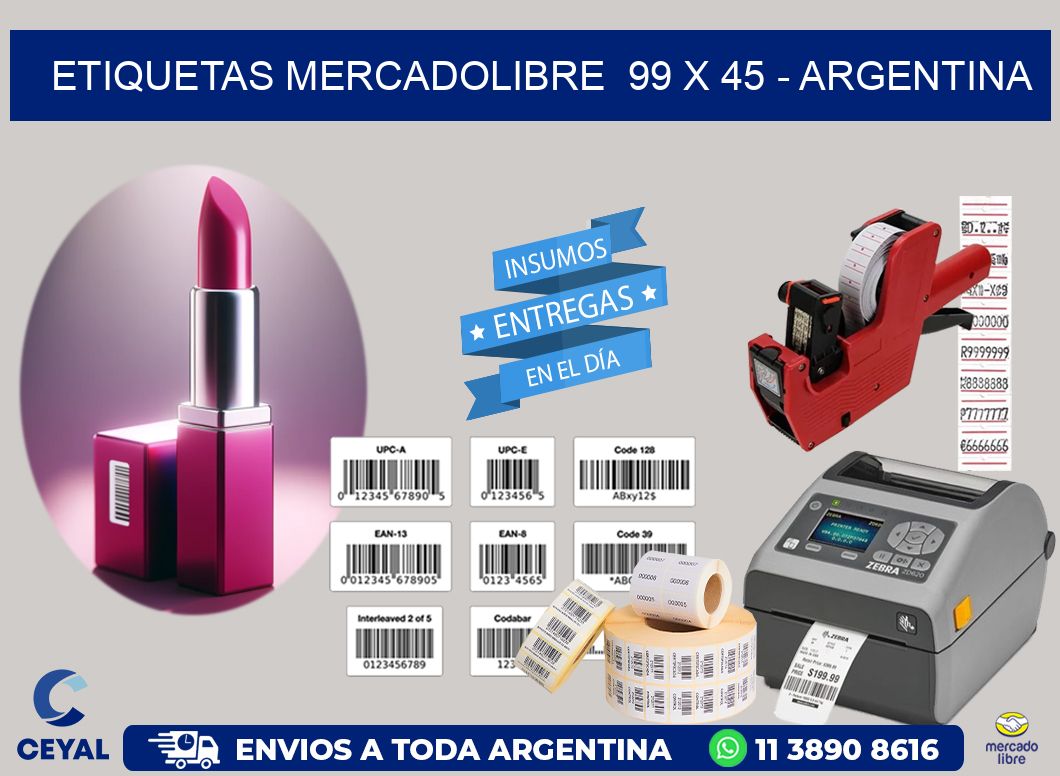 ETIQUETAS MERCADOLIBRE  99 x 45 - ARGENTINA