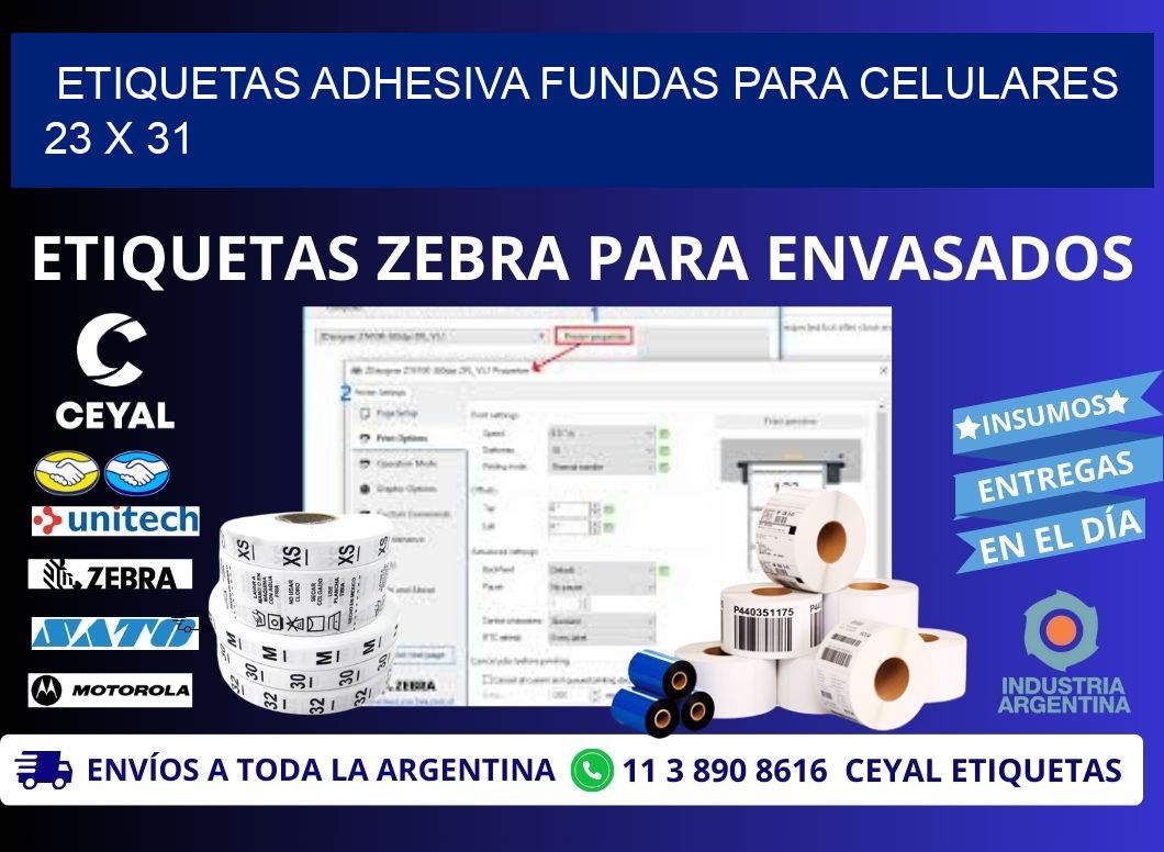 ETIQUETAS ADHESIVA FUNDAS PARA CELULARES 23 x 31