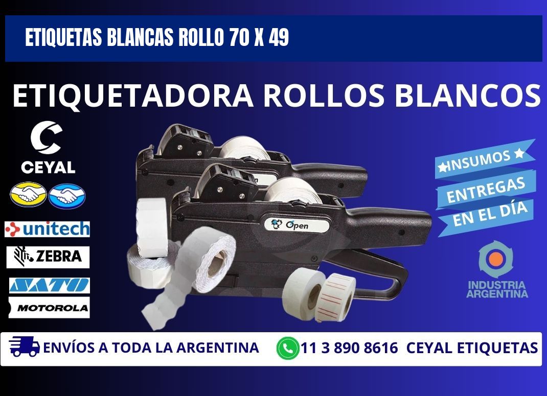 ETIQUETAS BLANCAS ROLLO 70 x 49