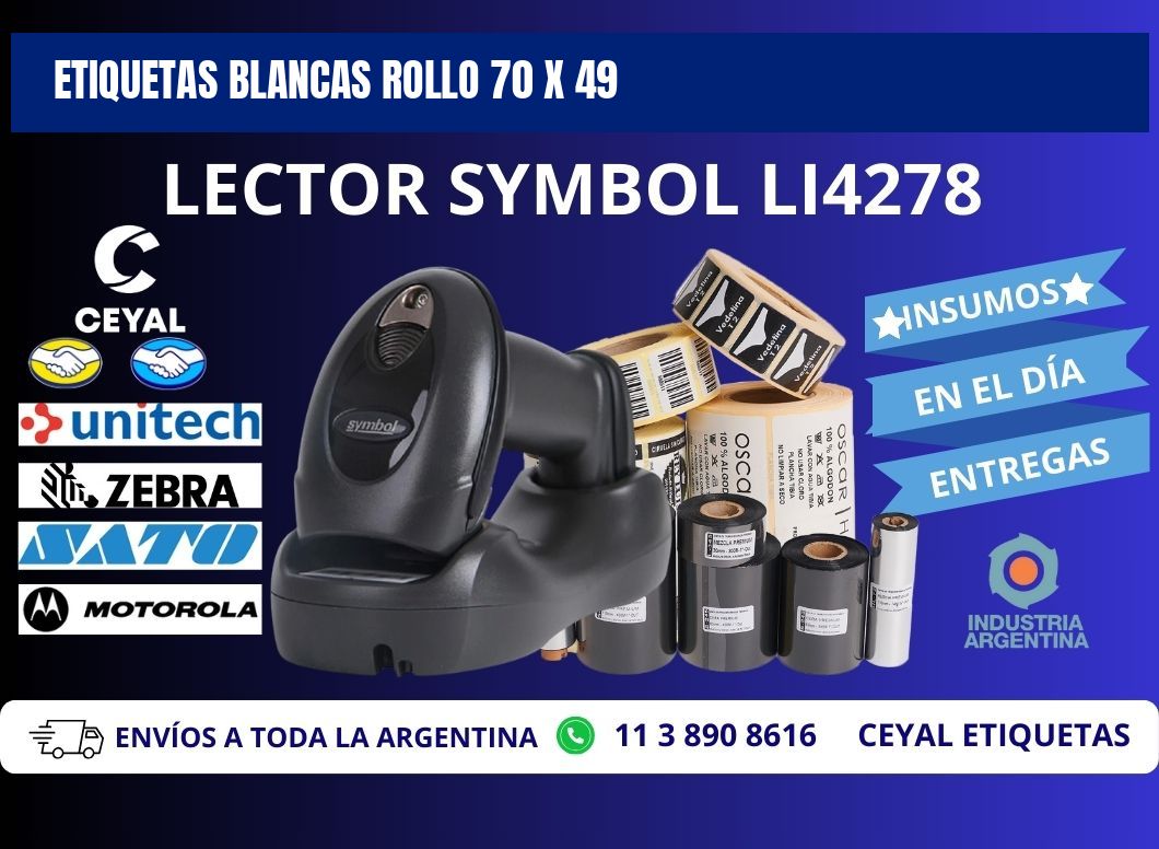 ETIQUETAS BLANCAS ROLLO 70 x 49