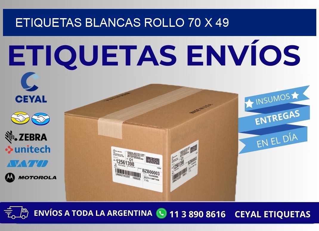 ETIQUETAS BLANCAS ROLLO 70 x 49