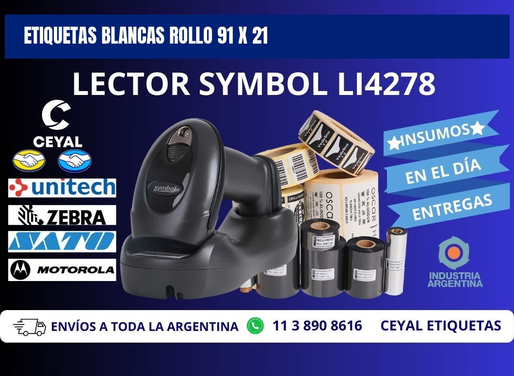 ETIQUETAS BLANCAS ROLLO 91 x 21