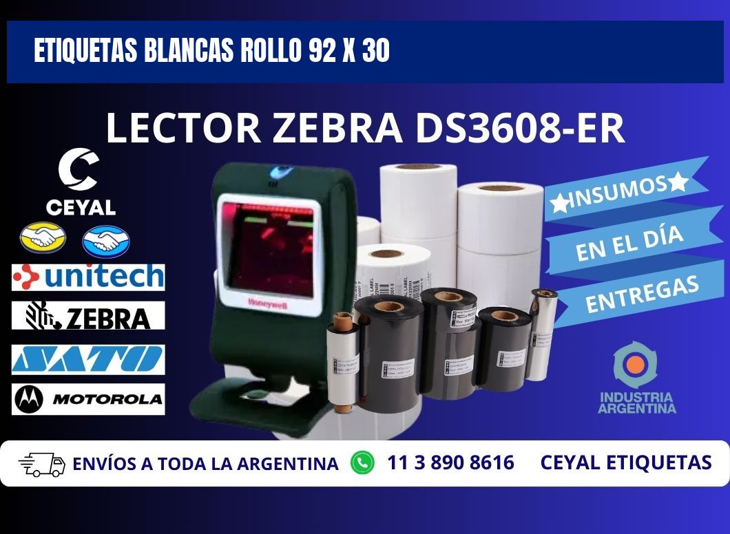 ETIQUETAS BLANCAS ROLLO 92 x 30