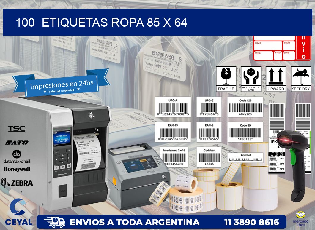 100  ETIQUETAS ROPA 85 x 64