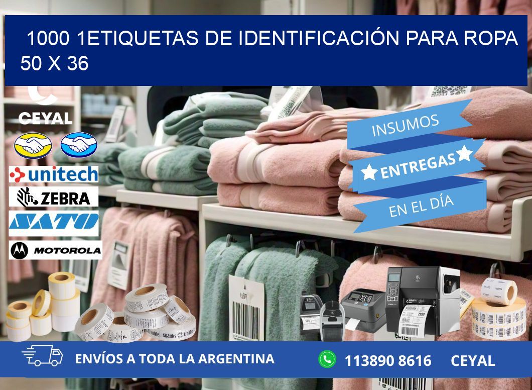 1000 1ETIQUETAS DE IDENTIFICACIÓN PARA ROPA 50 x 36