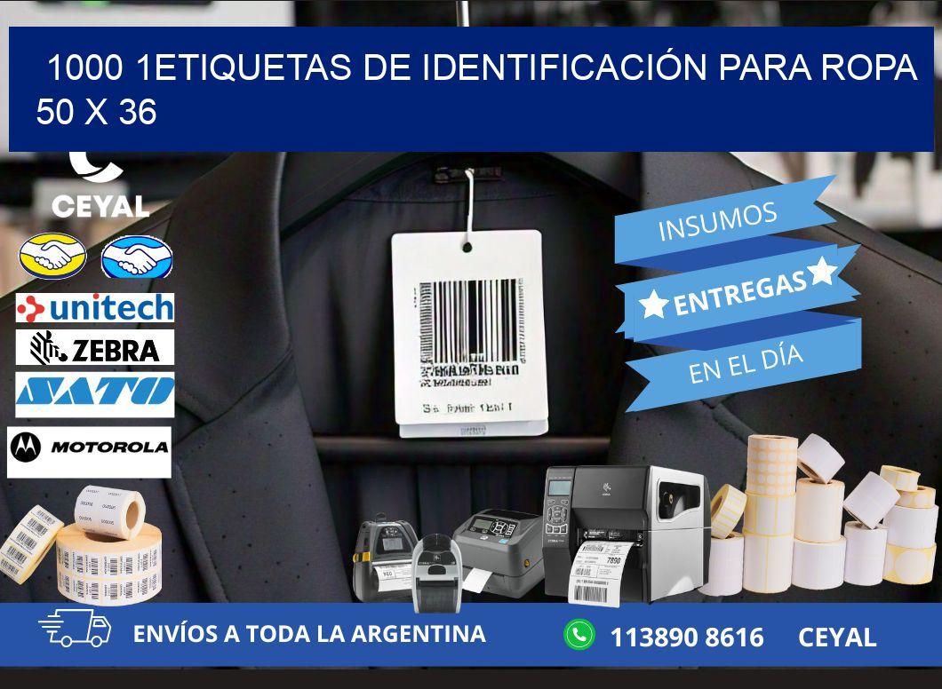 1000 1ETIQUETAS DE IDENTIFICACIÓN PARA ROPA 50 x 36