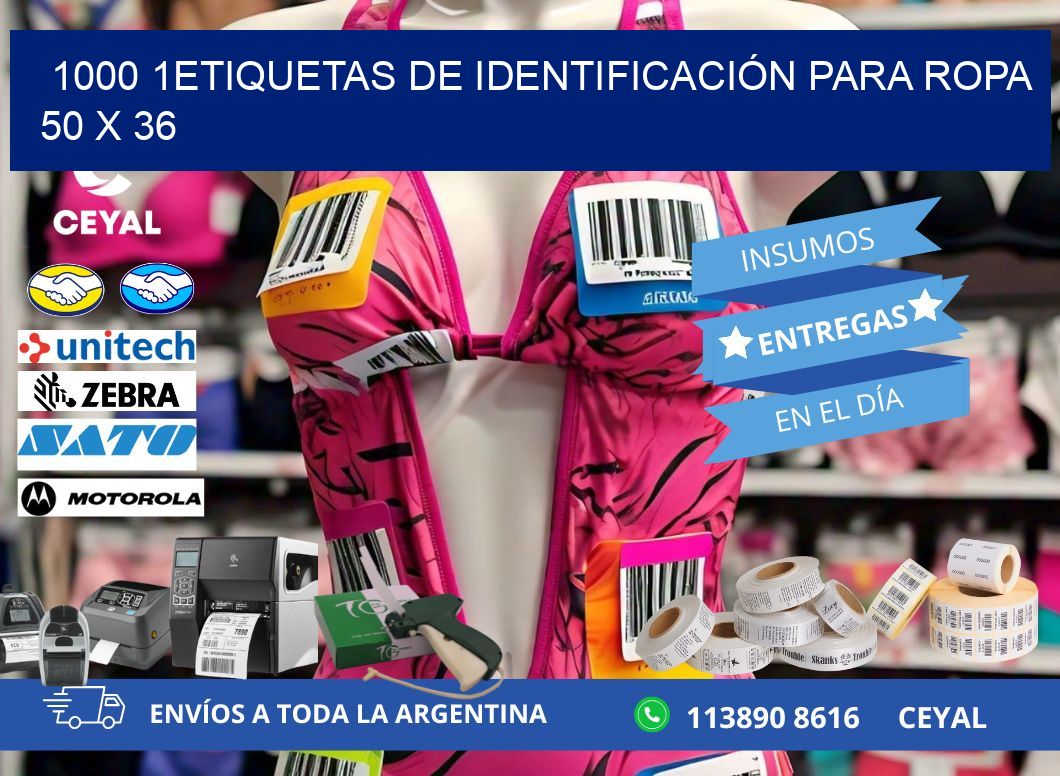 1000 1ETIQUETAS DE IDENTIFICACIÓN PARA ROPA 50 x 36