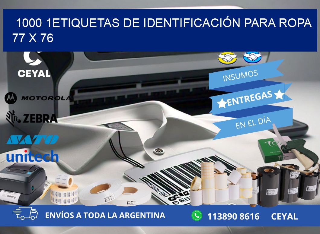 1000 1ETIQUETAS DE IDENTIFICACIÓN PARA ROPA 77 x 76