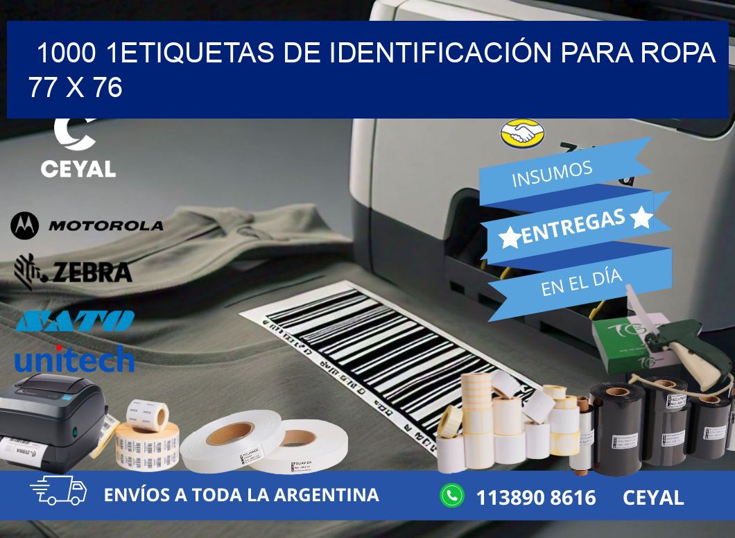 1000 1ETIQUETAS DE IDENTIFICACIÓN PARA ROPA 77 x 76