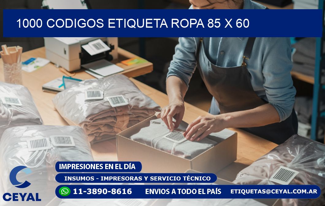 1000 CODIGOS ETIQUETA ROPA 85 x 60