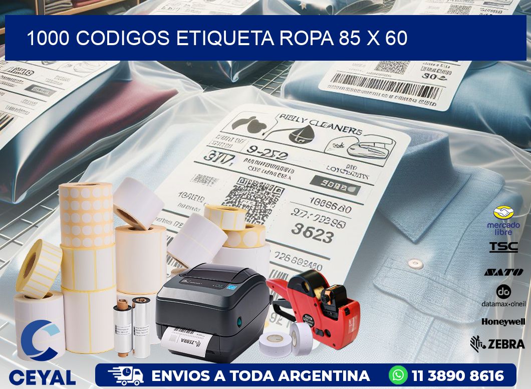 1000 CODIGOS ETIQUETA ROPA 85 x 60