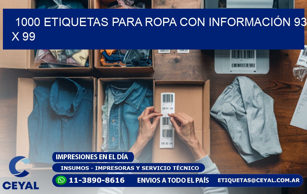 1000 ETIQUETAS PARA ROPA CON INFORMACIÓN 93 x 99