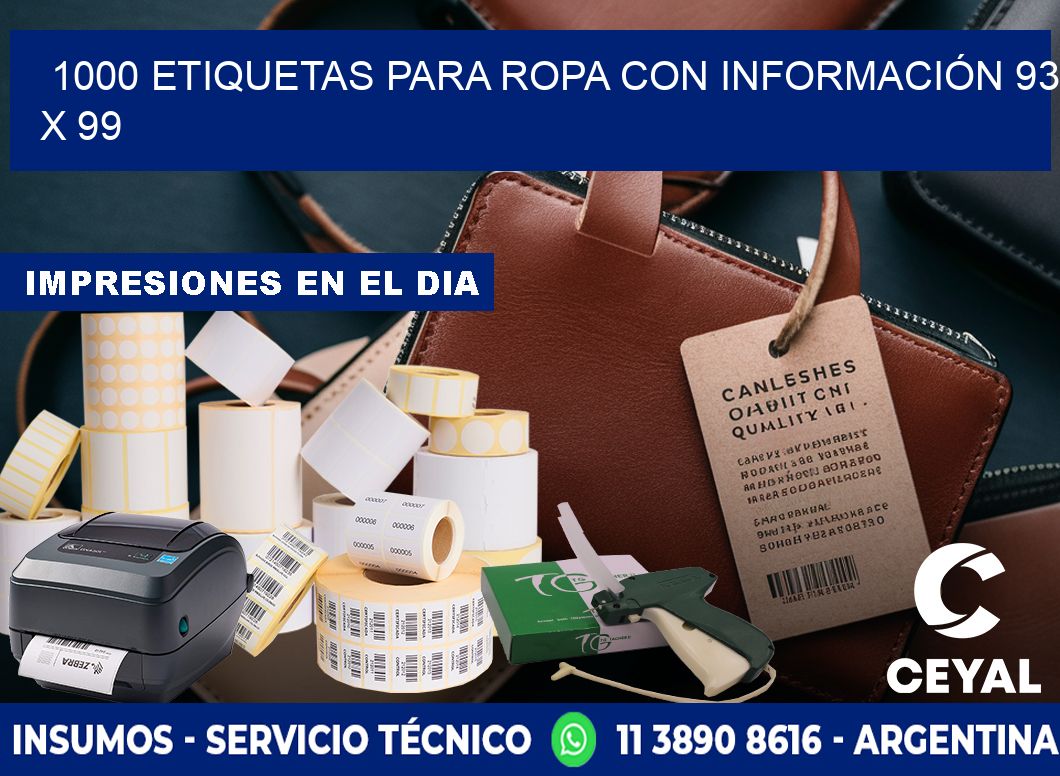 1000 ETIQUETAS PARA ROPA CON INFORMACIÓN 93 x 99