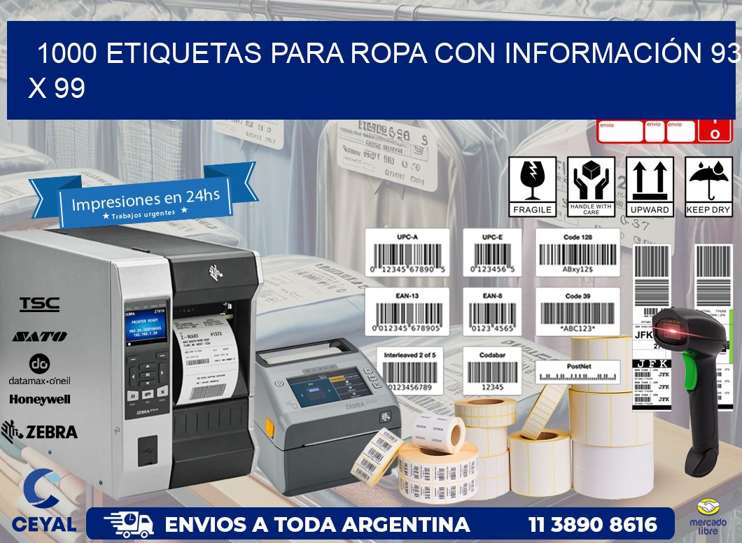 1000 ETIQUETAS PARA ROPA CON INFORMACIÓN 93 x 99