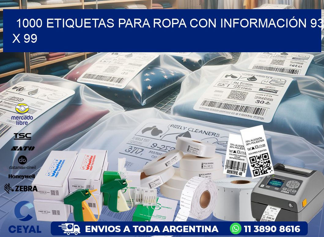 1000 ETIQUETAS PARA ROPA CON INFORMACIÓN 93 x 99