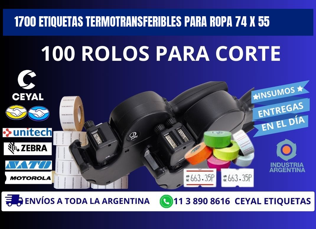 1700 ETIQUETAS TERMOTRANSFERIBLES PARA ROPA 74 x 55