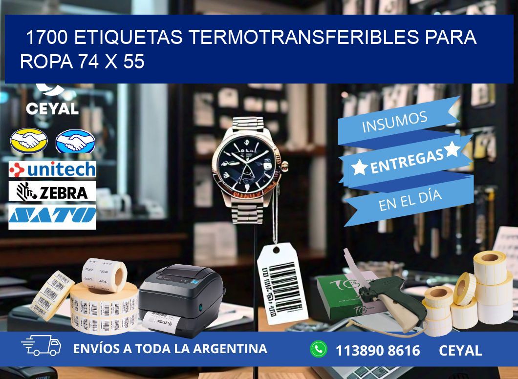 1700 ETIQUETAS TERMOTRANSFERIBLES PARA ROPA 74 x 55