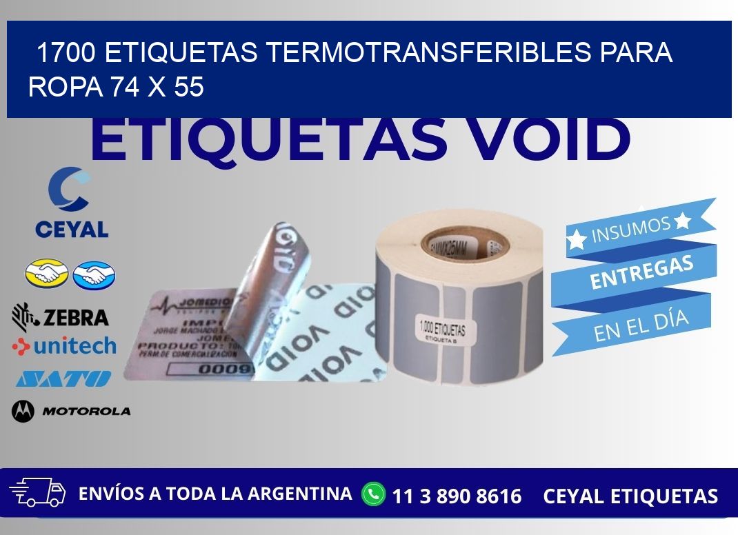 1700 ETIQUETAS TERMOTRANSFERIBLES PARA ROPA 74 x 55