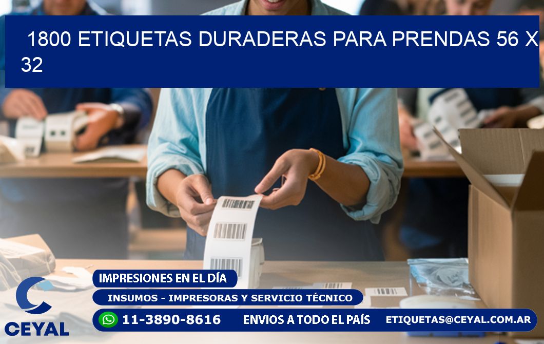 1800 ETIQUETAS DURADERAS PARA PRENDAS 56 x 32