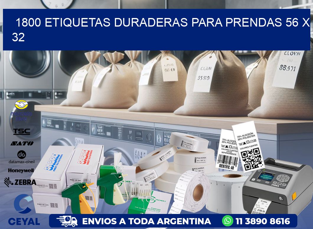 1800 ETIQUETAS DURADERAS PARA PRENDAS 56 x 32