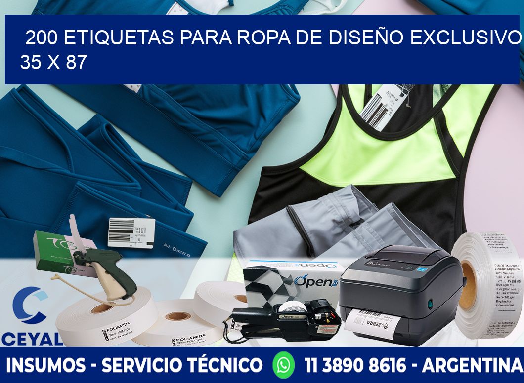 200 ETIQUETAS PARA ROPA DE DISEÑO EXCLUSIVO 35 x 87