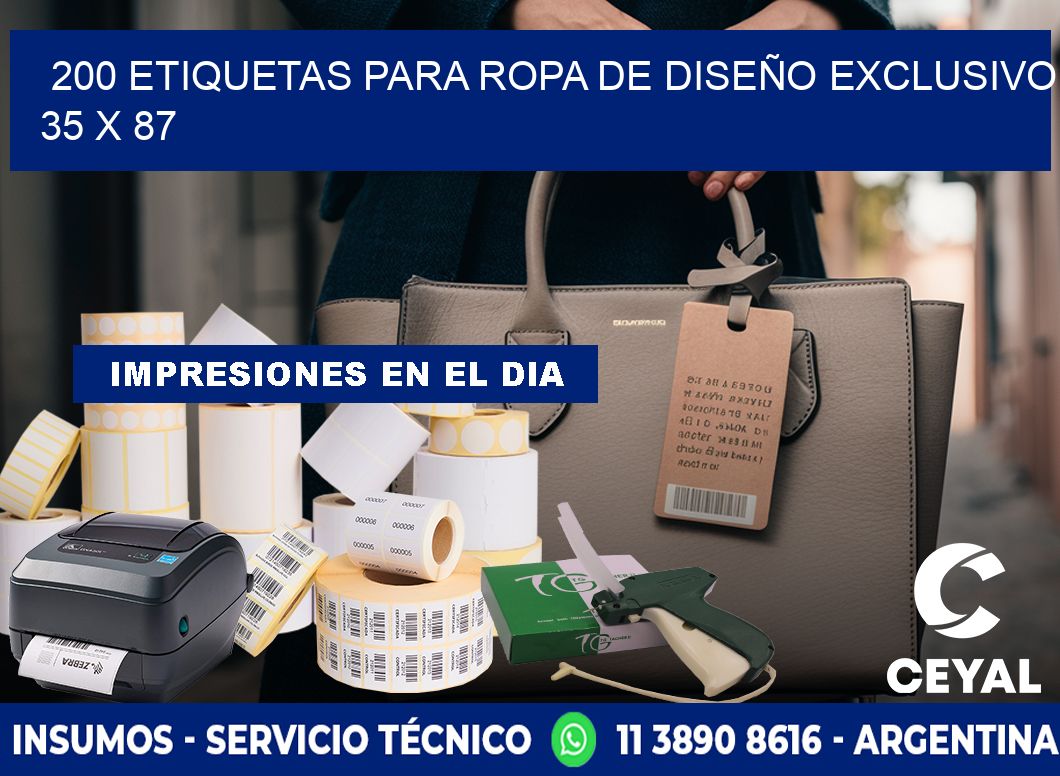 200 ETIQUETAS PARA ROPA DE DISEÑO EXCLUSIVO 35 x 87