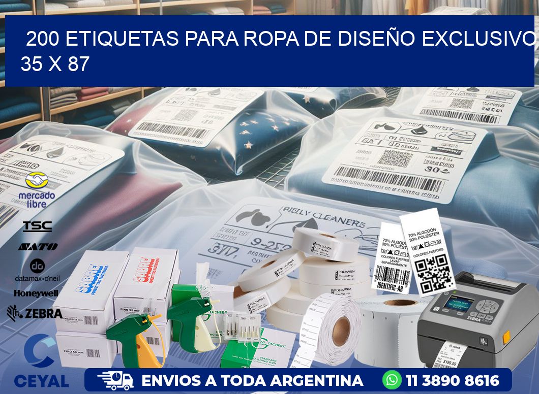 200 ETIQUETAS PARA ROPA DE DISEÑO EXCLUSIVO 35 x 87