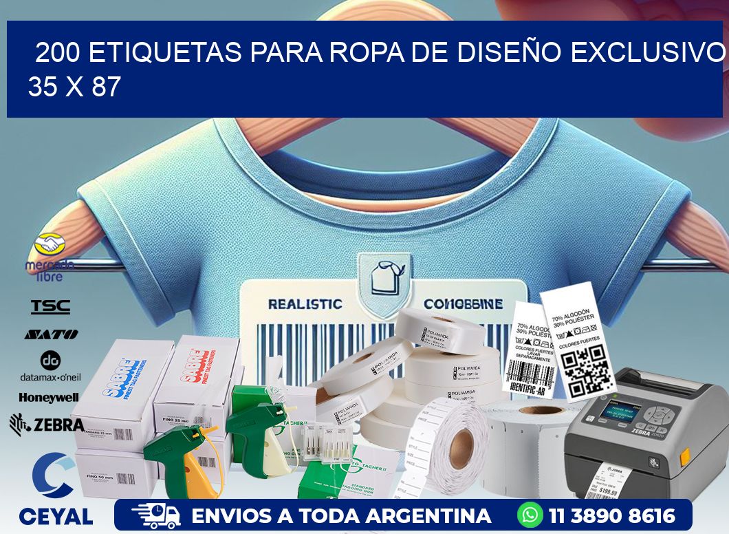 200 ETIQUETAS PARA ROPA DE DISEÑO EXCLUSIVO 35 x 87