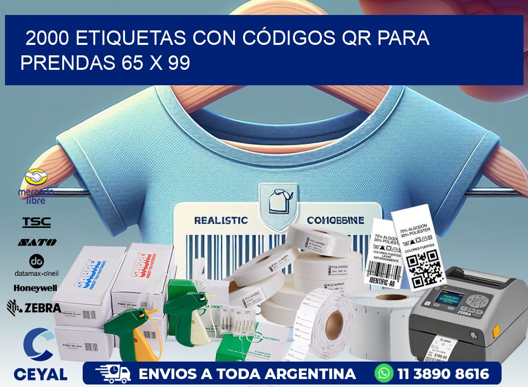 2000 ETIQUETAS CON CÓDIGOS QR PARA PRENDAS 65 x 99