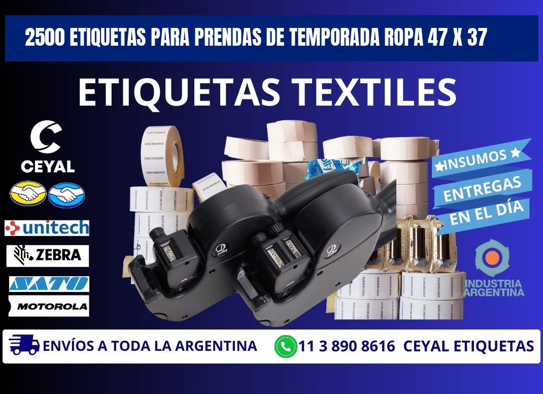 2500 ETIQUETAS PARA PRENDAS DE TEMPORADA ROPA 47 x 37