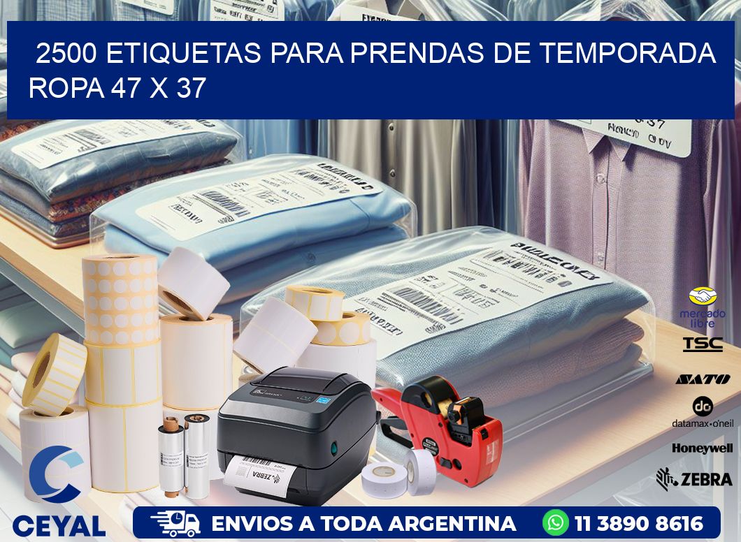 2500 ETIQUETAS PARA PRENDAS DE TEMPORADA ROPA 47 x 37