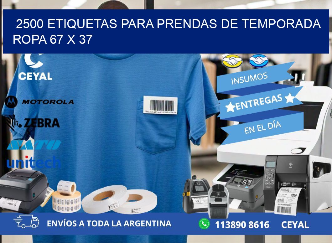 2500 ETIQUETAS PARA PRENDAS DE TEMPORADA ROPA 67 x 37