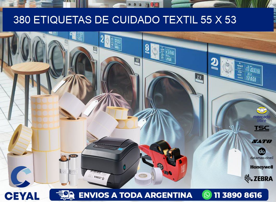 380 ETIQUETAS DE CUIDADO TEXTIL 55 x 53