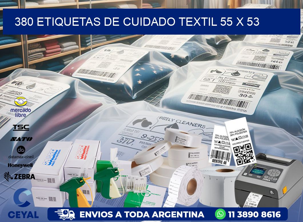 380 ETIQUETAS DE CUIDADO TEXTIL 55 x 53