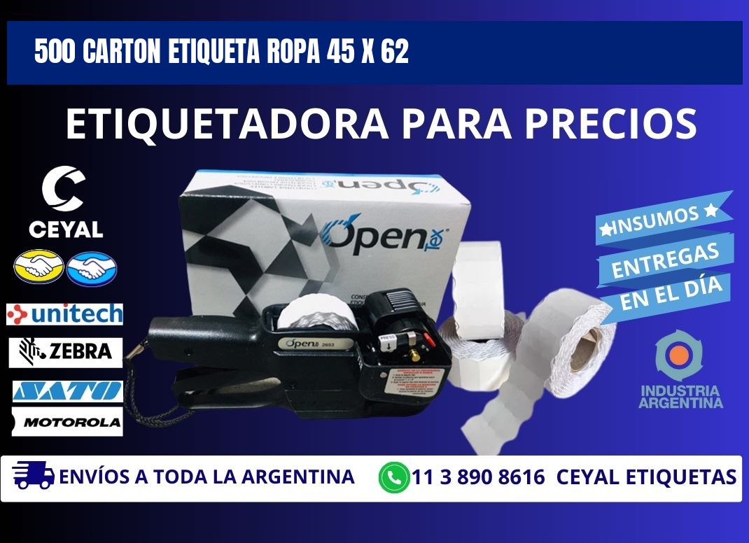 500 CARTON ETIQUETA ROPA 45 x 62