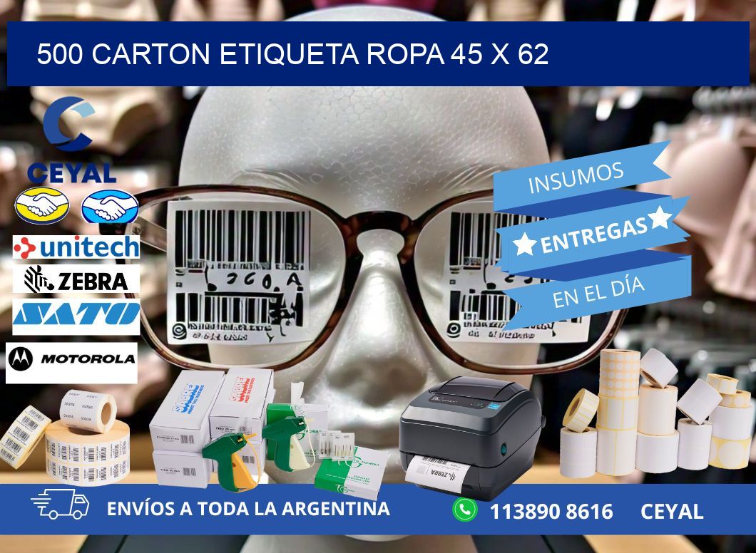 500 CARTON ETIQUETA ROPA 45 x 62