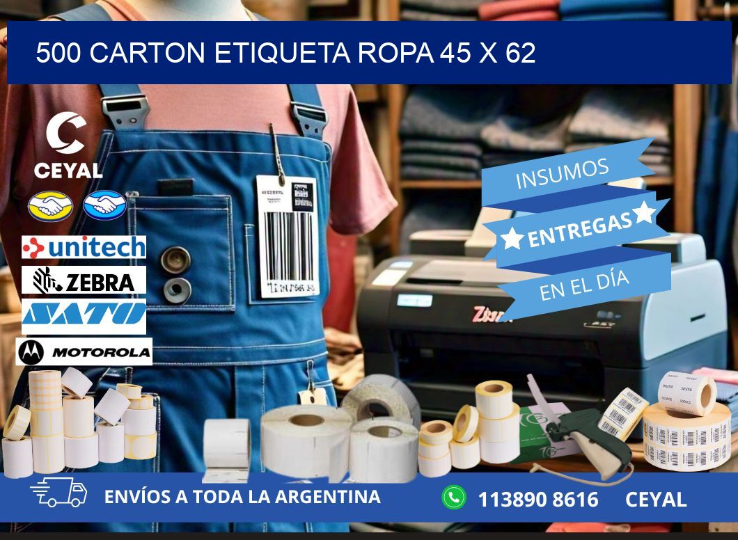 500 CARTON ETIQUETA ROPA 45 x 62