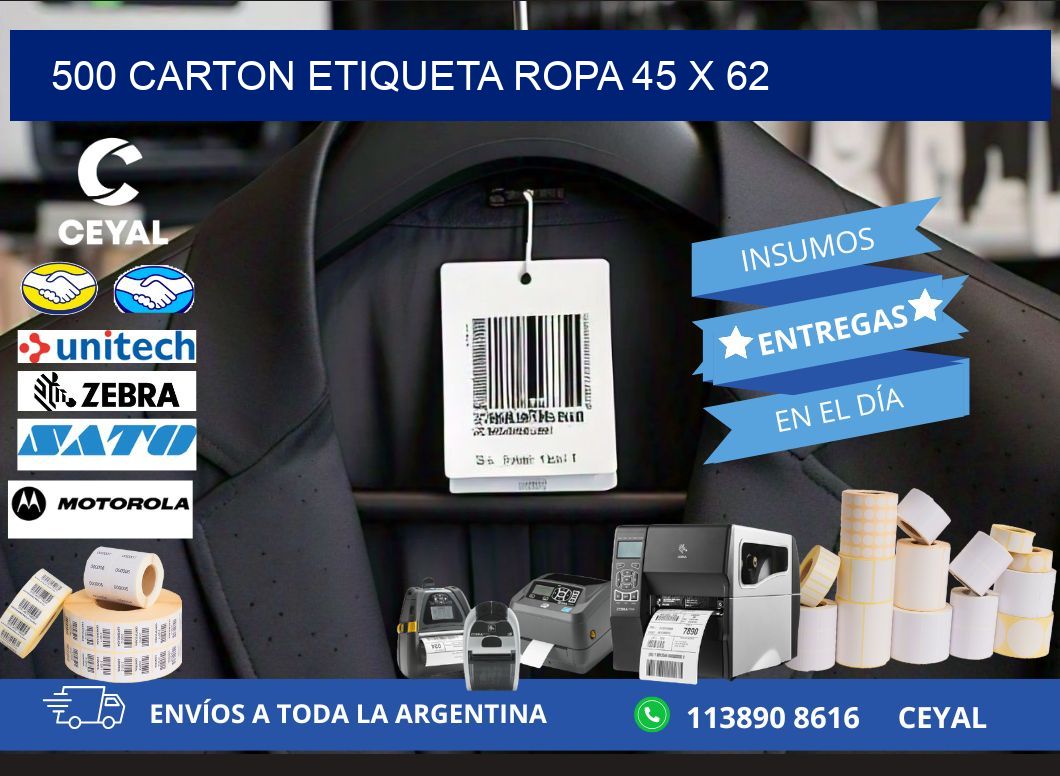 500 CARTON ETIQUETA ROPA 45 x 62