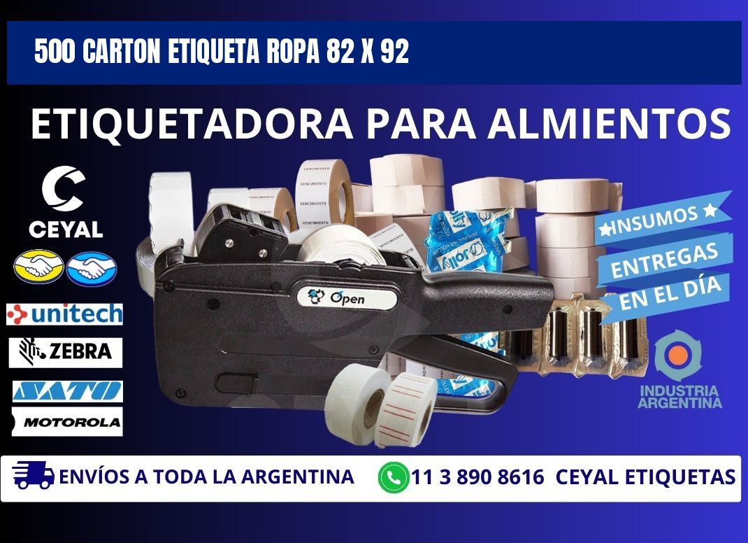 500 CARTON ETIQUETA ROPA 82 x 92