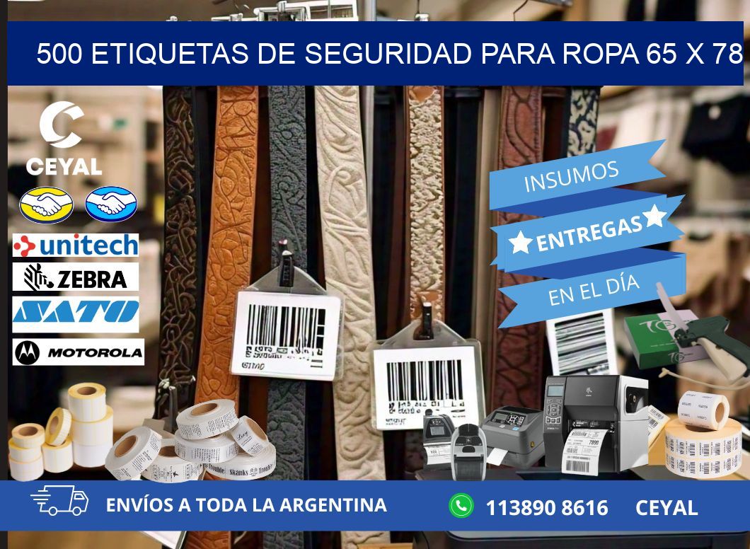 500 ETIQUETAS DE SEGURIDAD PARA ROPA 65 x 78