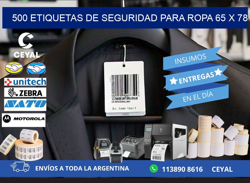 500 ETIQUETAS DE SEGURIDAD PARA ROPA 65 x 78