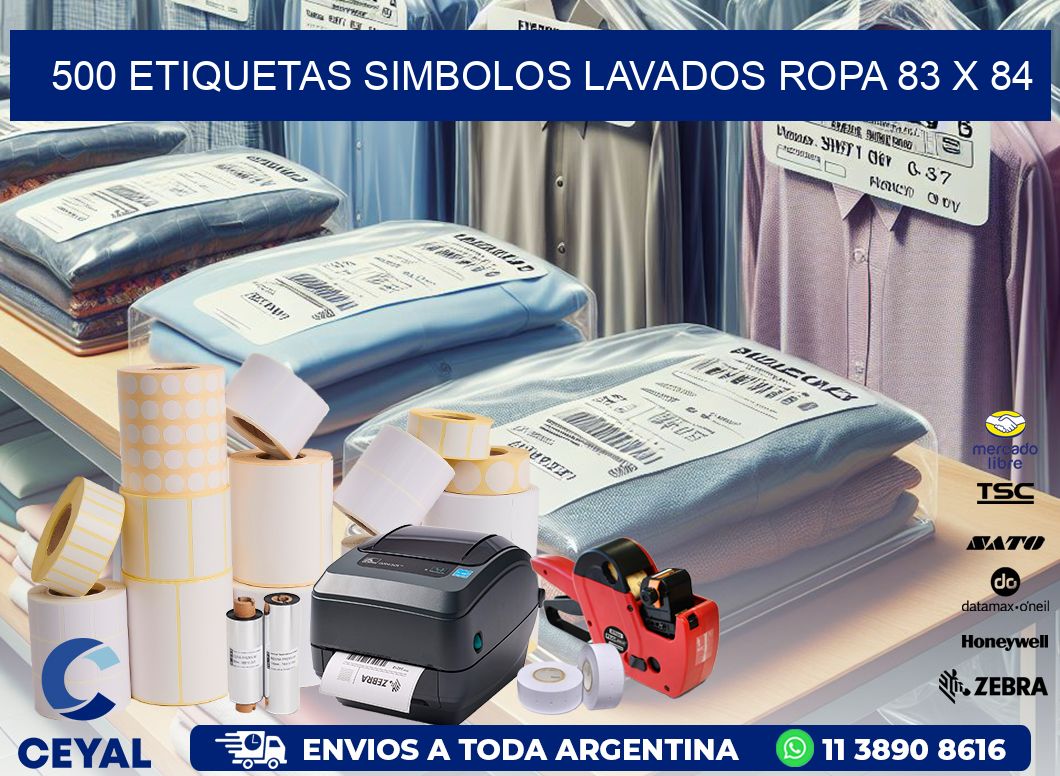 500 ETIQUETAS SIMBOLOS LAVADOS ROPA 83 x 84