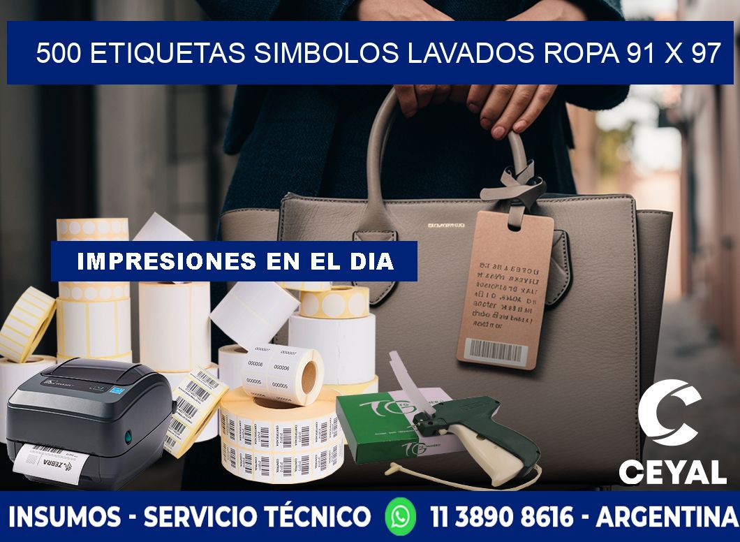 500 ETIQUETAS SIMBOLOS LAVADOS ROPA 91 x 97