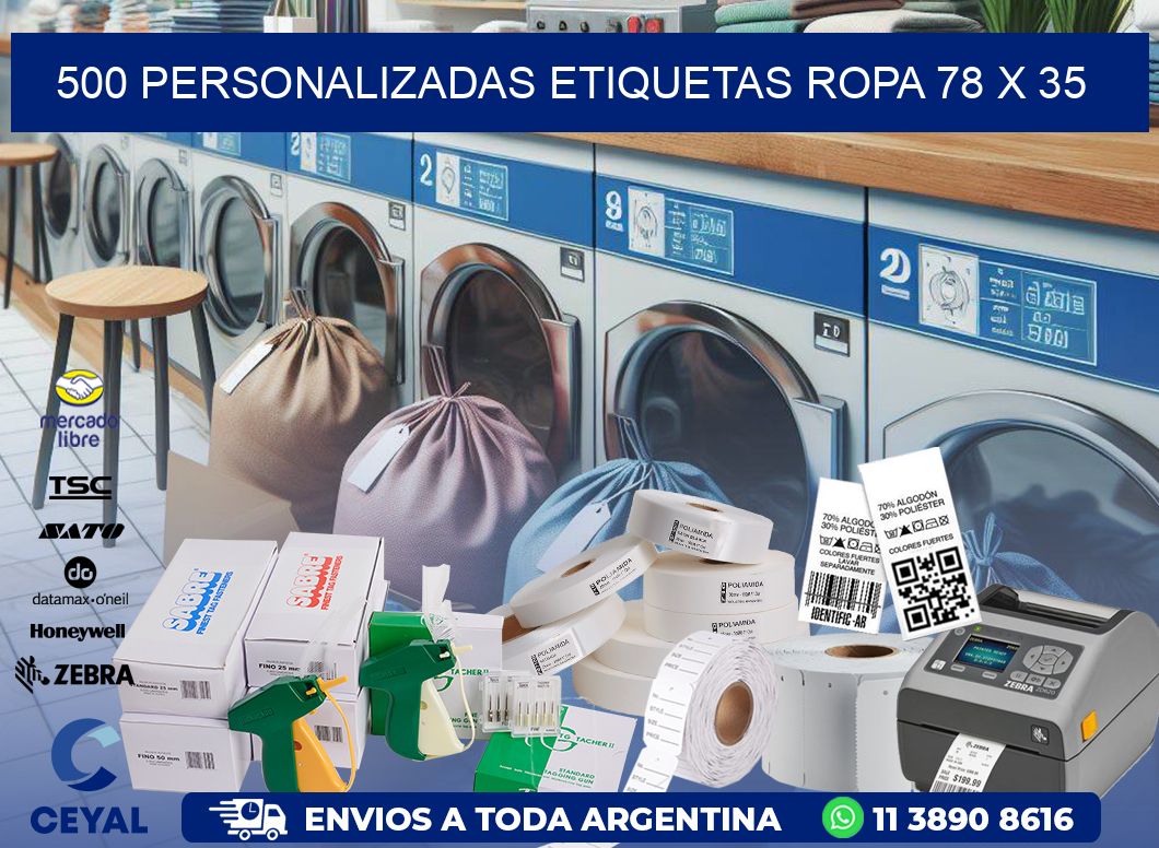 500 PERSONALIZADAS ETIQUETAS ROPA 78 x 35